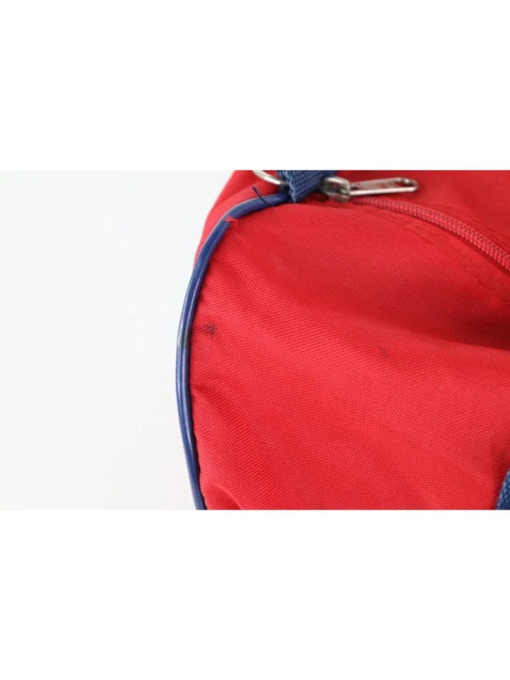 Vintage 70s 80s Lee Dungarees Spell Out Box Logo Handled Duffel Bag Carry On Red